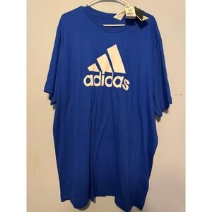 Adidas Mens 2XL Badge of Sport Graphic T-Shirt Royal Blue White   0249
